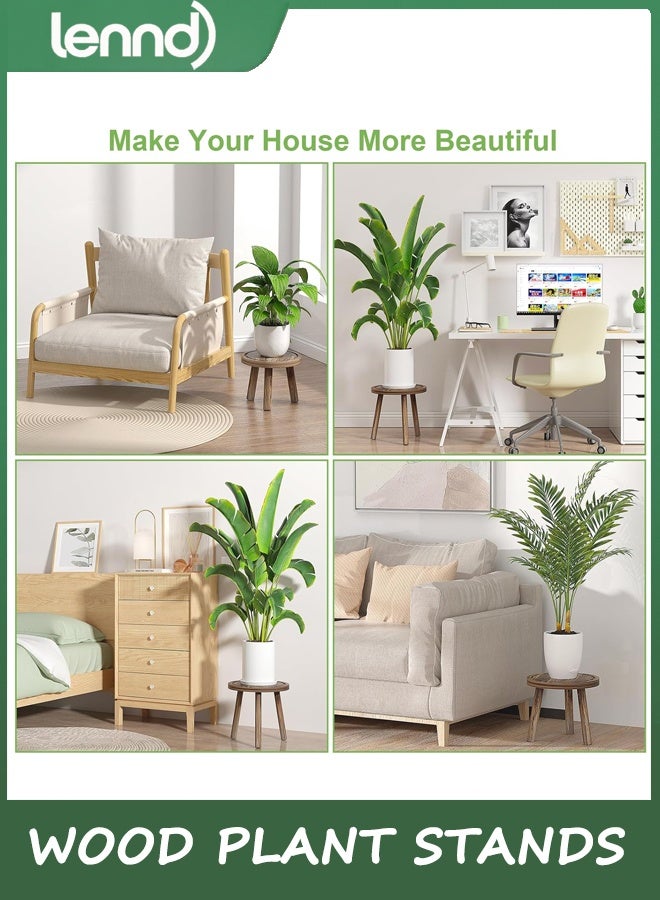 لينند 3 حزمة النبات الخشبي يقف في الأماكن الداخلية ، وقف نبات واحد لأواني 15-30 سم ، مقعد نبات حديث في منتصف القرن ، وقف نبات طويل للنباتات الكبيرة مناسبة تمامًا لغرفة المعيشة ، الشرفة ، المكتب - Image 3